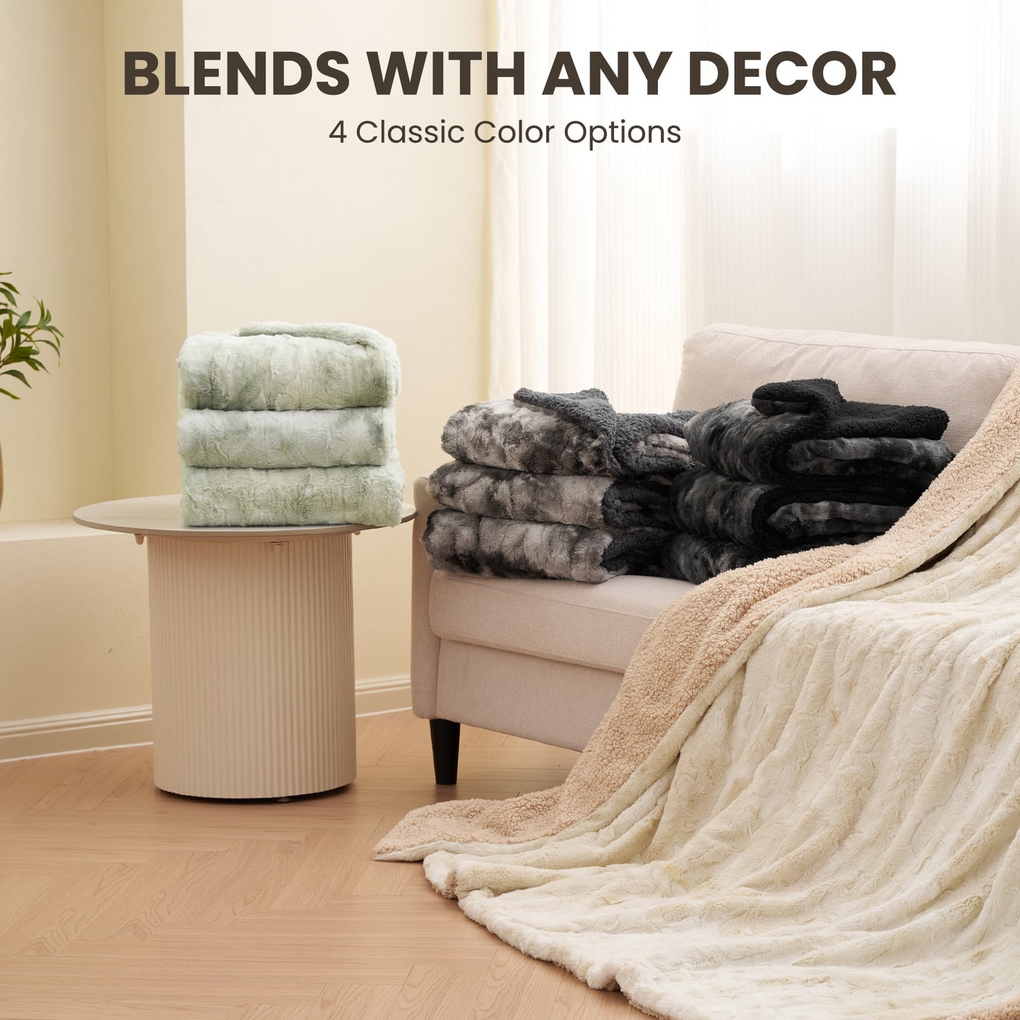 Luxurious Tie-Dye Black Heated Blanket - 72" X 84" Faux Fur & Sherpa Electric Throw with 6 Heat Levels, 10-Hour Timer, and LED Display, Machine Washable