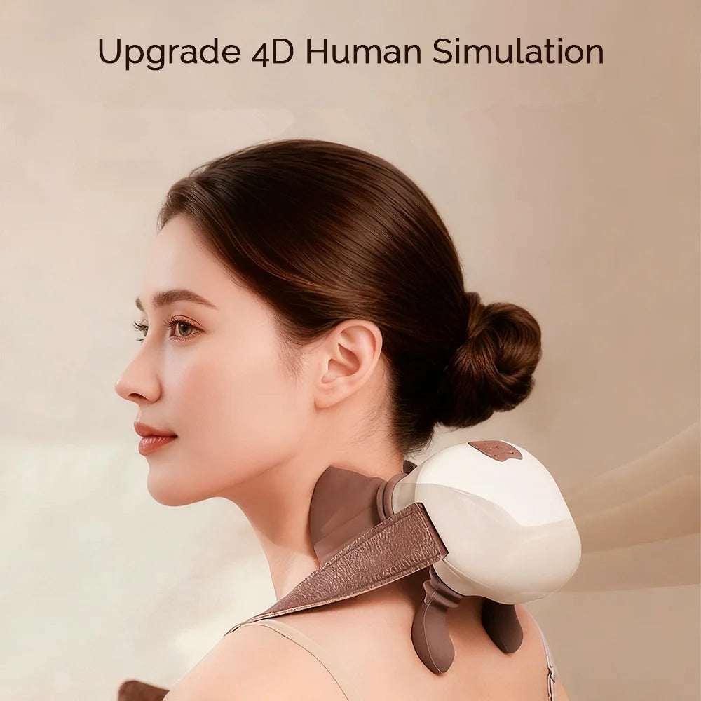 4D Hand Shaped Kneading Neck and Shoulder Massager Portable Neck Shoulder Massage Pillow Brushless Motor Trapezius Masajeador