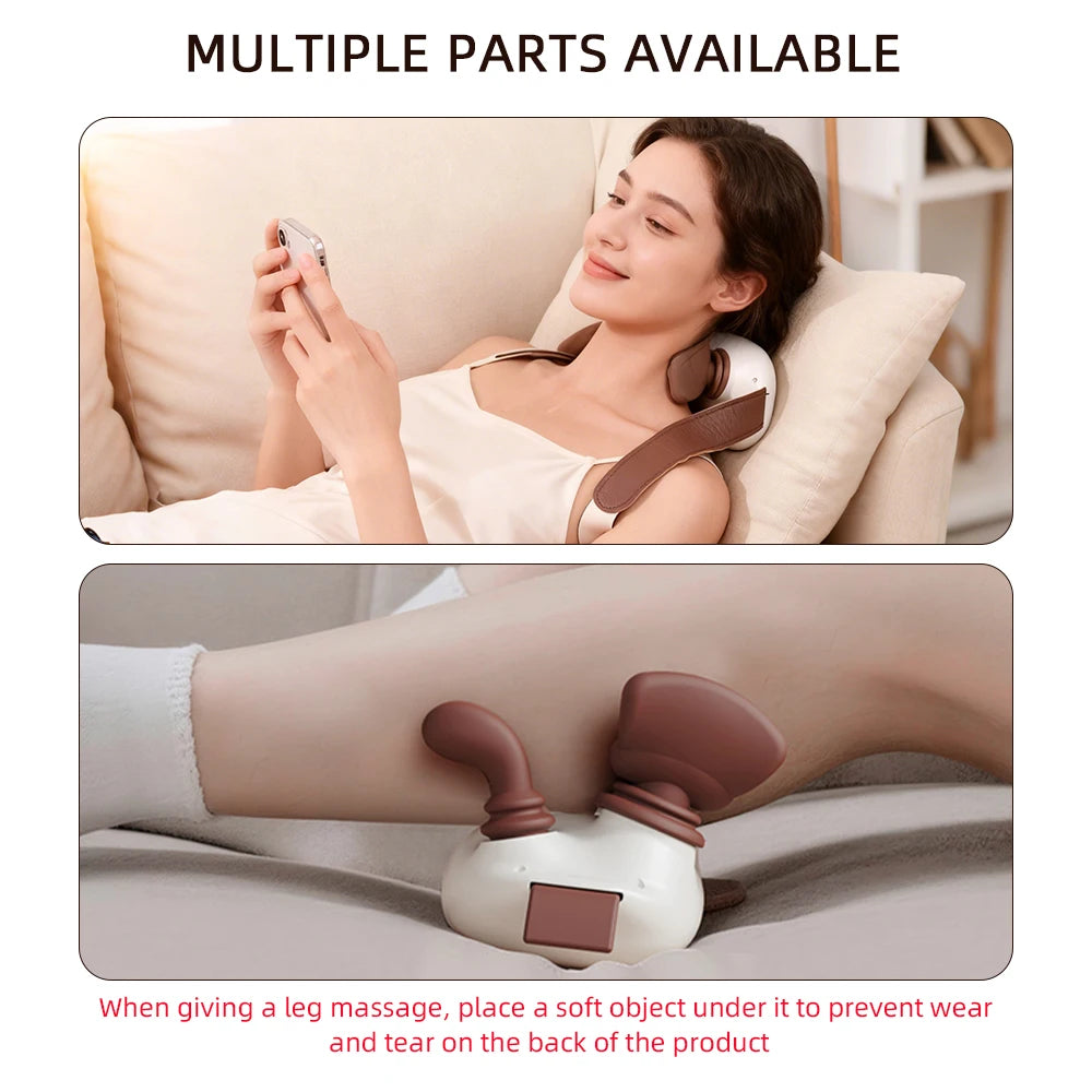 4D Hand Shaped Kneading Neck and Shoulder Massager Portable Neck Shoulder Massage Pillow Brushless Motor Trapezius Masajeador