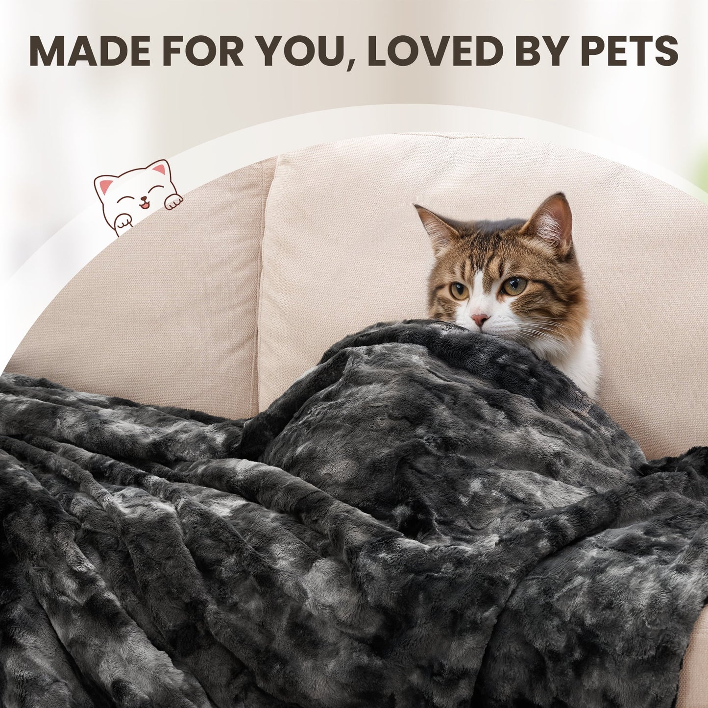 Luxurious Tie-Dye Black Heated Blanket - 72" X 84" Faux Fur & Sherpa Electric Throw with 6 Heat Levels, 10-Hour Timer, and LED Display, Machine Washable