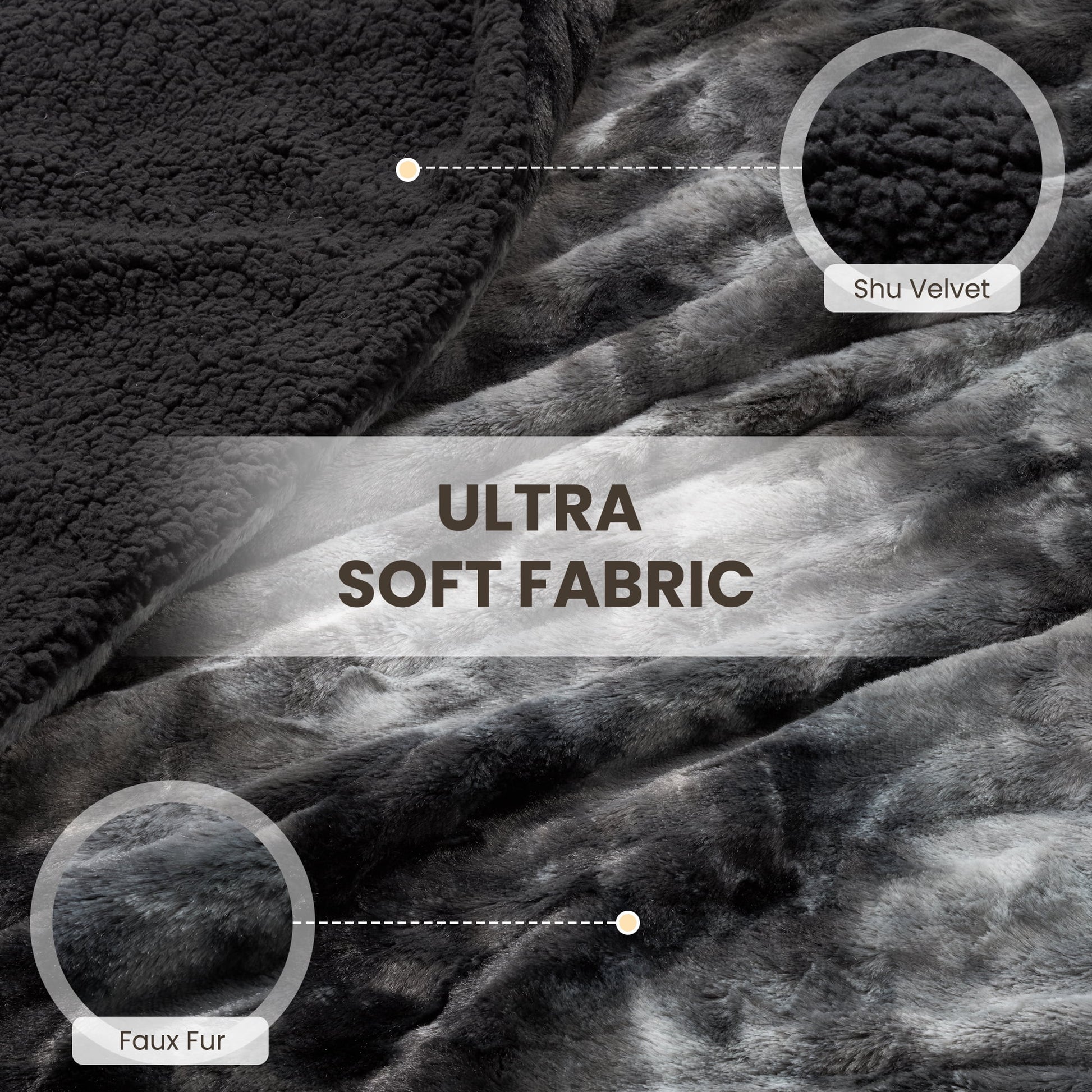 Luxurious Tie-Dye Black Heated Blanket - 72" X 84" Faux Fur & Sherpa Electric Throw with 6 Heat Levels, 10-Hour Timer, and LED Display, Machine Washable