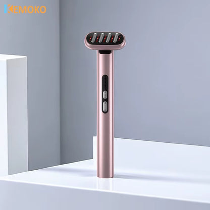 5 in 1 Face Massager Facial Wand Microcurrent Device Anti-Aging Red Blue LED Therapy Rejuvenation Heat Therapy Skin Care Tool